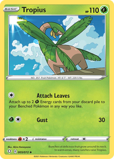 Carta Tropius 5/72 do set Shining Fates — Pokémon TCG | Bynx