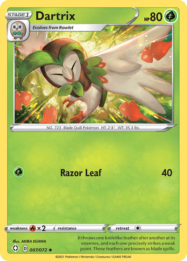 Carta Dartrix 7/72 do set Shining Fates — Pokémon TCG | Bynx