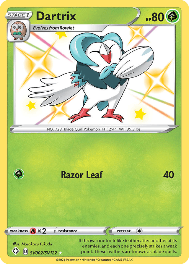 Carta Dartrix SV002/122 do set Shining Fates Shiny Vault — Pokémon TCG | Bynx
