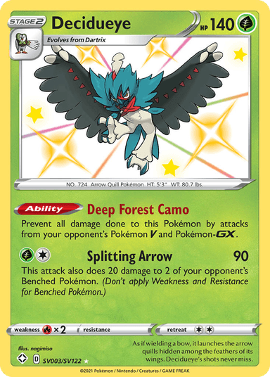 Carta Decidueye SV003/122 do set Shining Fates Shiny Vault — Pokémon TCG | Bynx