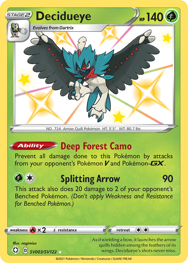Carta Decidueye SV003/122 do set Shining Fates Shiny Vault — Pokémon TCG | Bynx