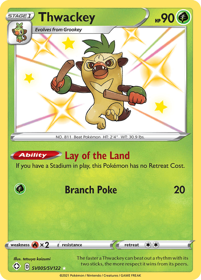 Carta Thwackey SV005/122 do set Shining Fates Shiny Vault — Pokémon TCG | Bynx