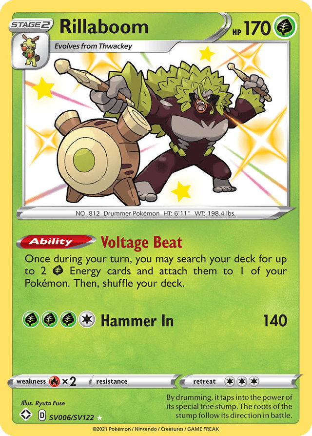 Carta Rillaboom SV006/122 do set Shining Fates Shiny Vault — Pokémon TCG | Bynx