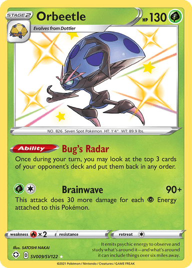Carta Orbeetle SV009/122 do set Shining Fates Shiny Vault — Pokémon TCG | Bynx