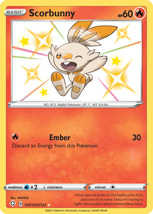 Carta Scorbunny SV015/122 do set Shining Fates Shiny Vault — Pokémon TCG | Bynx