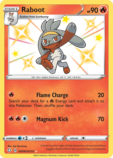 Carta Raboot SV016/122 do set Shining Fates Shiny Vault — Pokémon TCG | Bynx