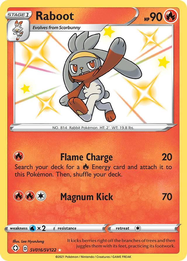Carta Raboot SV016/122 do set Shining Fates Shiny Vault — Pokémon TCG | Bynx