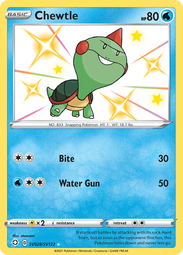 Carta Chewtle SV028/122 do set Shining Fates Shiny Vault — Pokémon TCG | Bynx
