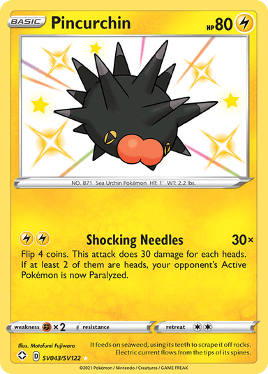 Carta Pincurchin SV043/122 do set Shining Fates Shiny Vault — Pokémon TCG | Bynx