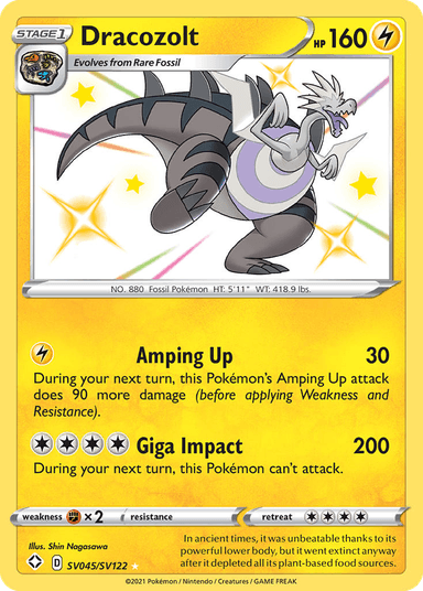 Carta Dracozolt SV045/122 do set Shining Fates Shiny Vault — Pokémon TCG | Bynx