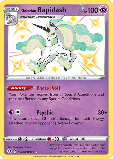 Carta Galarian Rapidash SV048/122 do set Shining Fates Shiny Vault — Pokémon TCG | Bynx