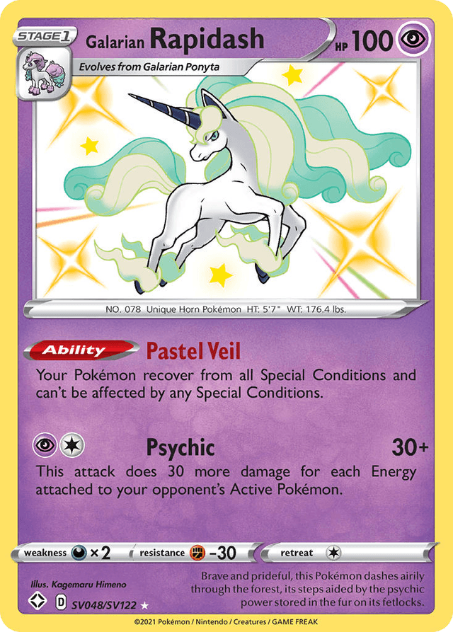 Carta Galarian Rapidash SV048/122 do set Shining Fates Shiny Vault — Pokémon TCG | Bynx
