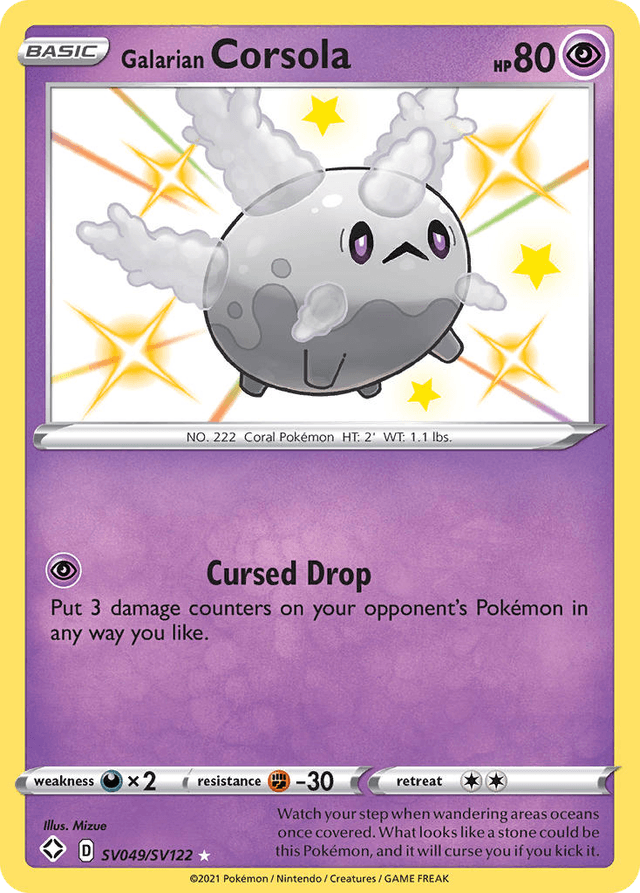 Carta Galarian Corsola SV049/122 do set Shining Fates Shiny Vault — Pokémon TCG | Bynx