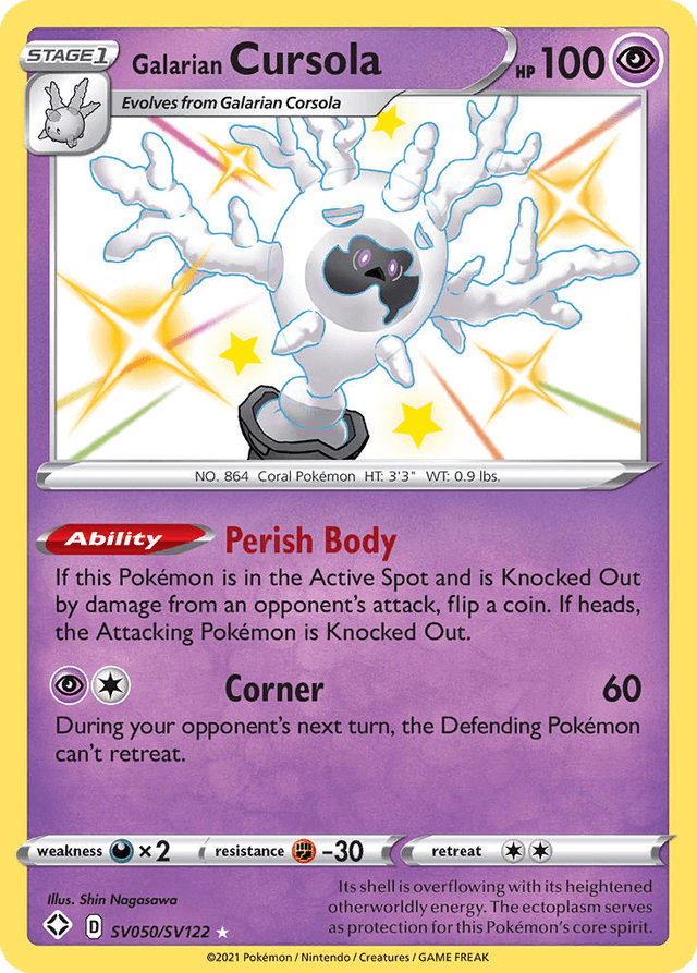 Carta Galarian Cursola SV050/122 do set Shining Fates Shiny Vault — Pokémon TCG | Bynx