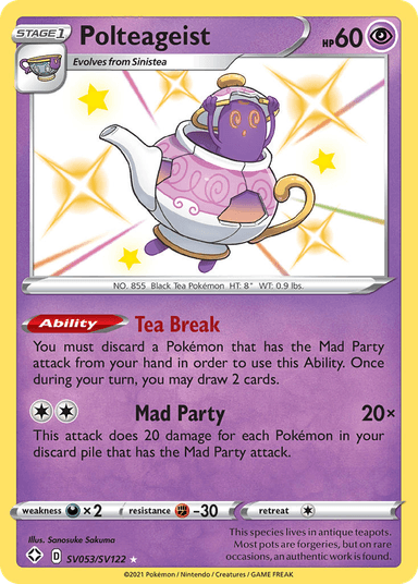 Carta Polteageist SV053/122 do set Shining Fates Shiny Vault — Pokémon TCG | Bynx
