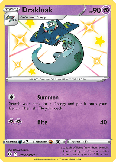 Carta Drakloak SV061/122 do set Shining Fates Shiny Vault — Pokémon TCG | Bynx
