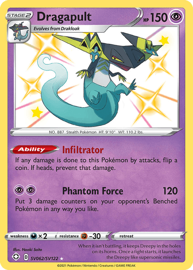 Carta Dragapult SV062/122 do set Shining Fates Shiny Vault — Pokémon TCG | Bynx