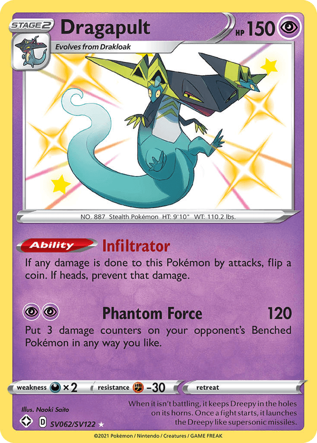 Carta Dragapult SV062/122 do set Shining Fates Shiny Vault — Pokémon TCG | Bynx