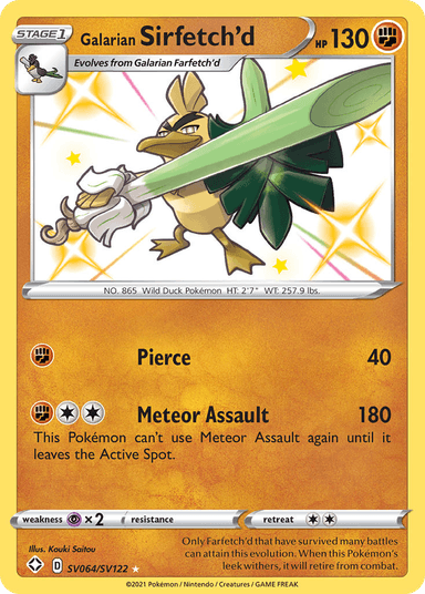 Carta Galarian Sirfetch'd SV064/122 do set Shining Fates Shiny Vault — Pokémon TCG | Bynx