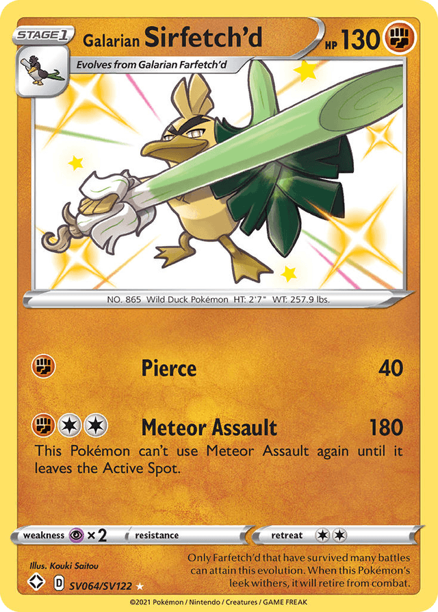 Carta Galarian Sirfetch'd SV064/122 do set Shining Fates Shiny Vault — Pokémon TCG | Bynx