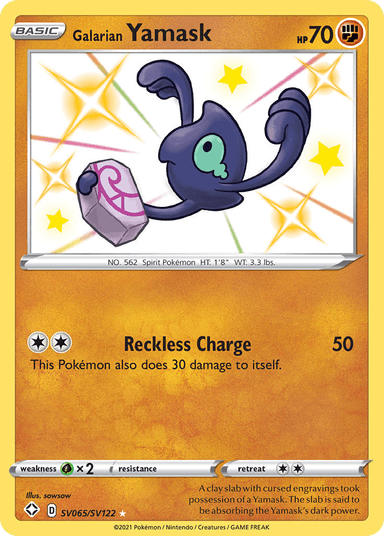 Carta Galarian Yamask SV065/122 do set Shining Fates Shiny Vault — Pokémon TCG | Bynx