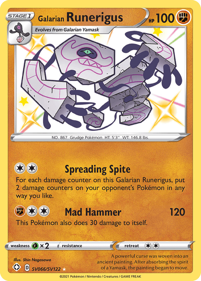 Carta Galarian Runerigus SV066/122 do set Shining Fates Shiny Vault — Pokémon TCG | Bynx