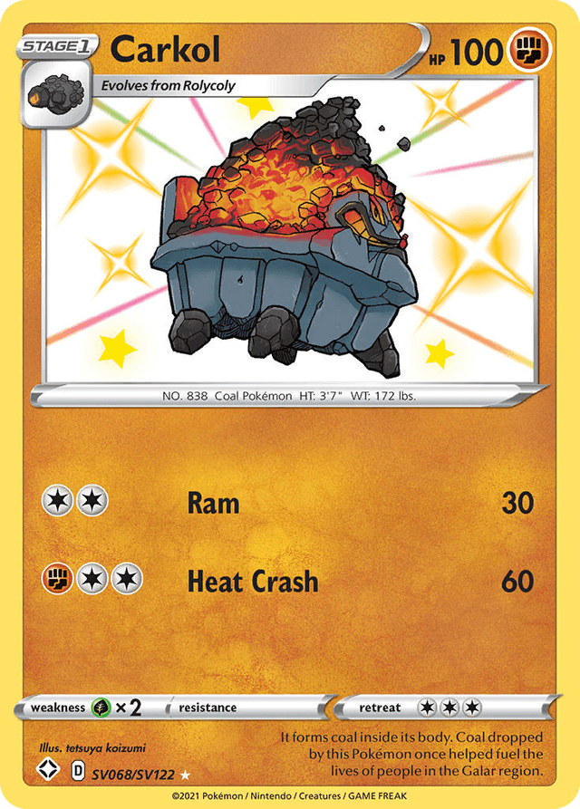Carta Carkol SV068/122 do set Shining Fates Shiny Vault — Pokémon TCG | Bynx