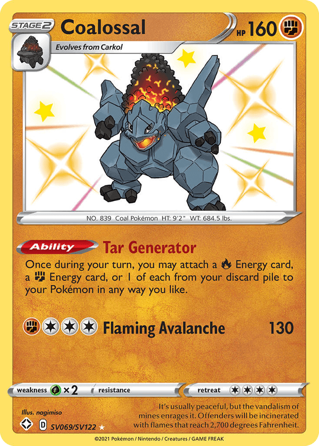 Carta Coalossal SV069/122 do set Shining Fates Shiny Vault — Pokémon TCG | Bynx
