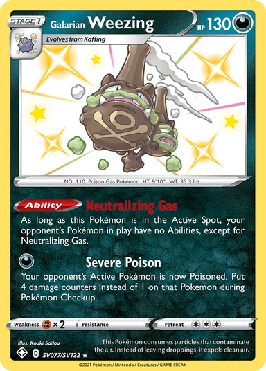 Carta Galarian Weezing SV077/122 do set Shining Fates Shiny Vault — Pokémon TCG | Bynx