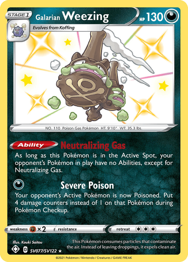 Carta Galarian Weezing SV077/122 do set Shining Fates Shiny Vault — Pokémon TCG | Bynx