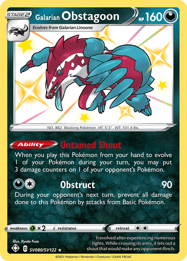 Carta Galarian Obstagoon SV080/122 do set Shining Fates Shiny Vault — Pokémon TCG | Bynx