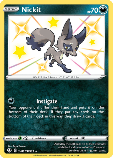 Carta Nickit SV081/122 do set Shining Fates Shiny Vault — Pokémon TCG | Bynx