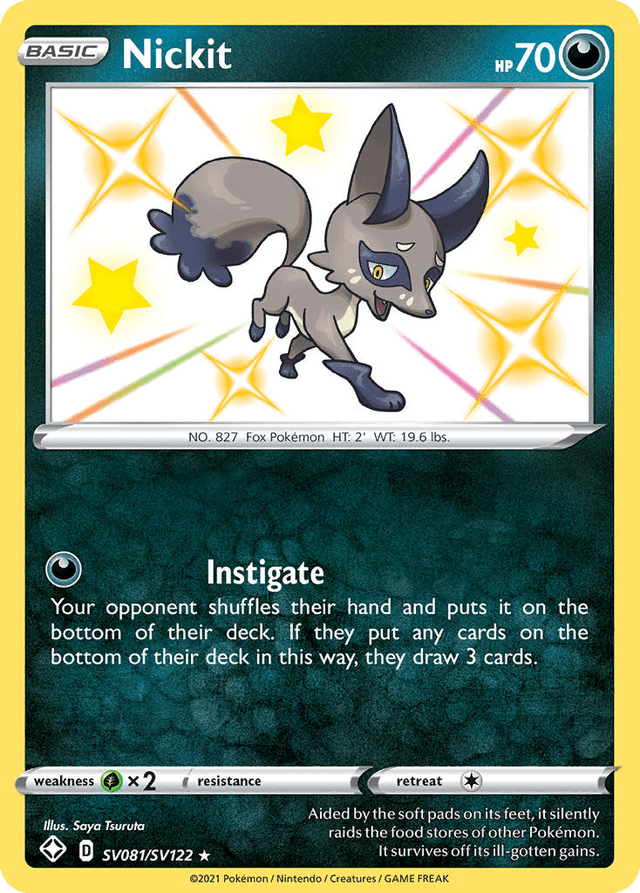 Carta Nickit SV081/122 do set Shining Fates Shiny Vault — Pokémon TCG | Bynx