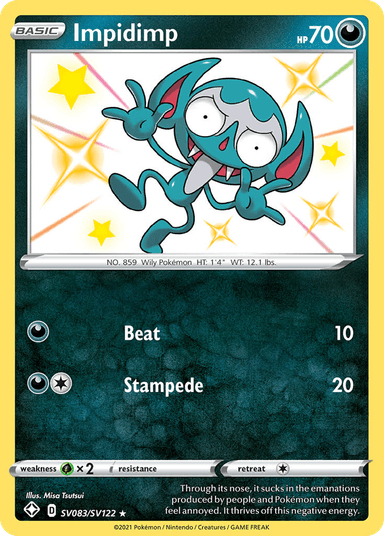 Carta Impidimp SV083/122 do set Shining Fates Shiny Vault — Pokémon TCG | Bynx
