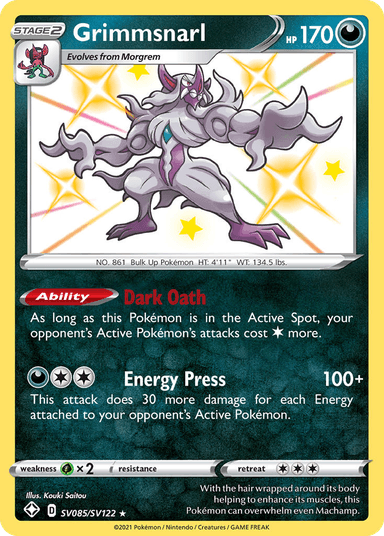 Carta Grimmsnarl SV085/122 do set Shining Fates Shiny Vault — Pokémon TCG | Bynx