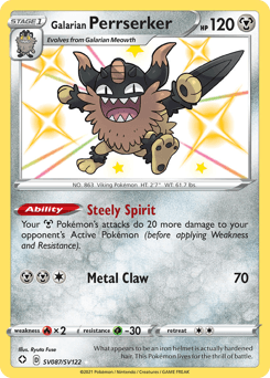 Galarian Perrserker SV087 — Shining Fates Shiny Vault