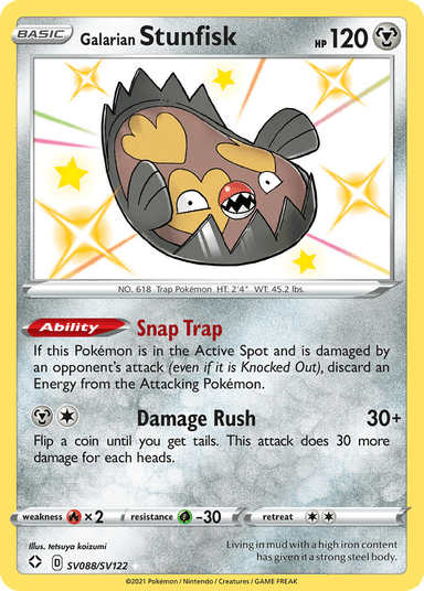 Carta Galarian Stunfisk SV088/122 do set Shining Fates Shiny Vault — Pokémon TCG | Bynx