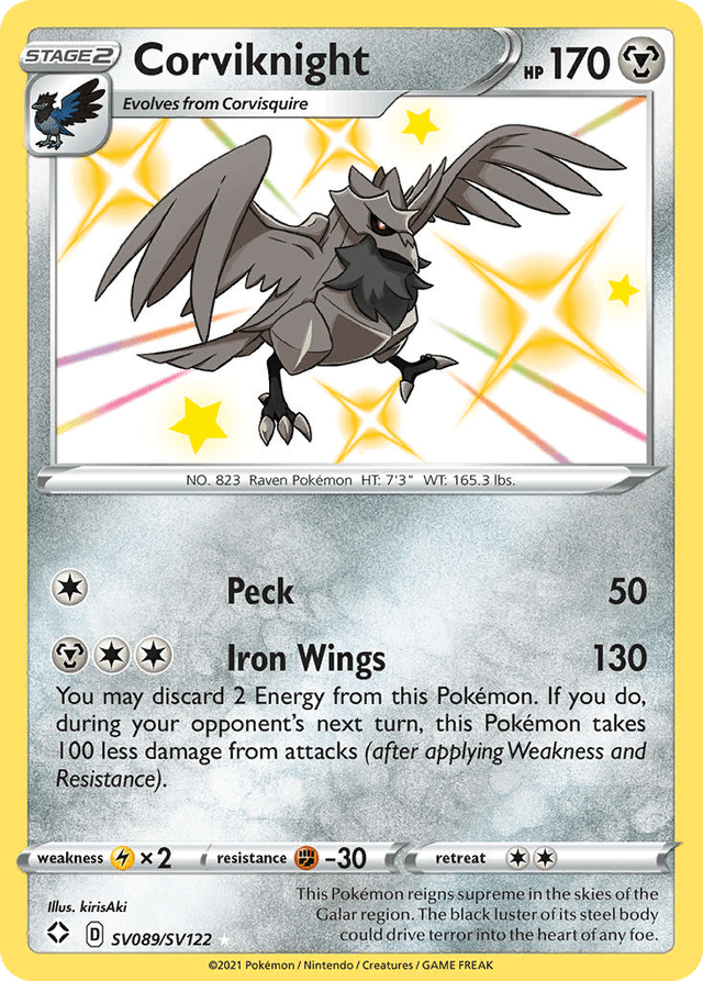 Carta Corviknight SV089/122 do set Shining Fates Shiny Vault — Pokémon TCG | Bynx