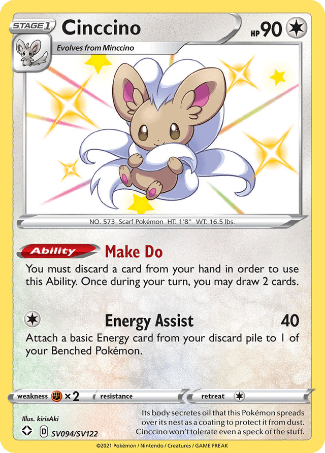 Carta Cinccino SV094/122 do set Shining Fates Shiny Vault — Pokémon TCG | Bynx
