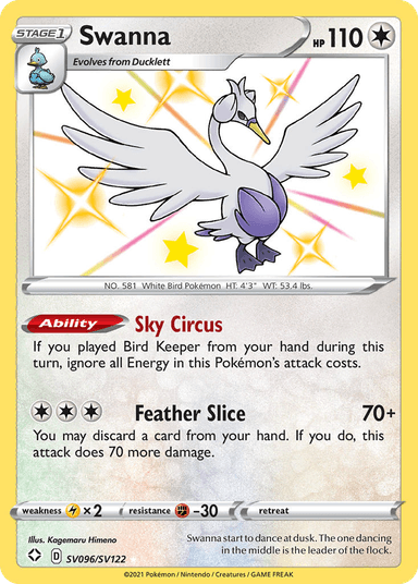 Carta Swanna SV096/122 do set Shining Fates Shiny Vault — Pokémon TCG | Bynx