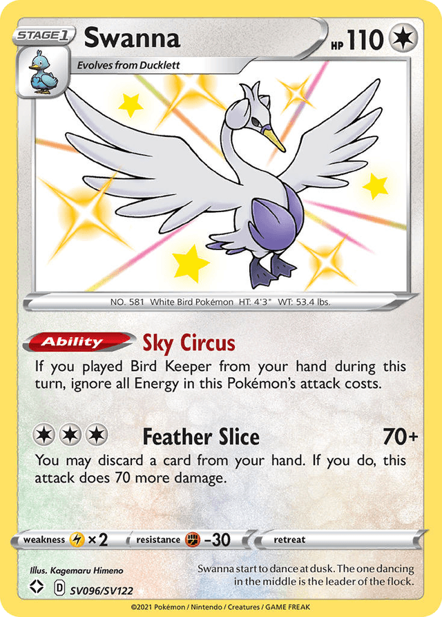 Carta Swanna SV096/122 do set Shining Fates Shiny Vault — Pokémon TCG | Bynx