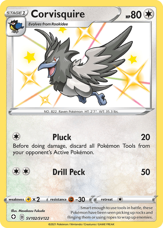 Carta Corvisquire SV102/122 do set Shining Fates Shiny Vault — Pokémon TCG | Bynx