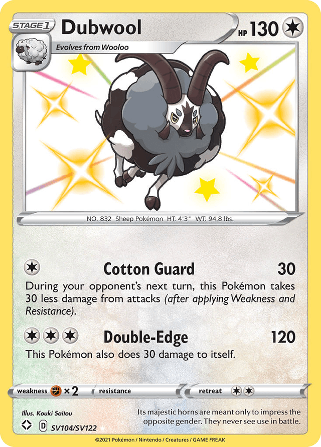 Carta Dubwool SV104/122 do set Shining Fates Shiny Vault — Pokémon TCG | Bynx
