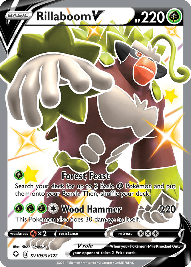 Carta Rillaboom V SV105/122 do set Shining Fates Shiny Vault — Pokémon TCG | Bynx