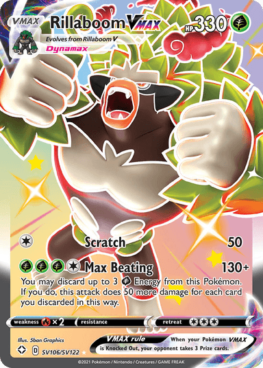 Carta Rillaboom VMAX SV106/122 do set Shining Fates Shiny Vault — Pokémon TCG | Bynx