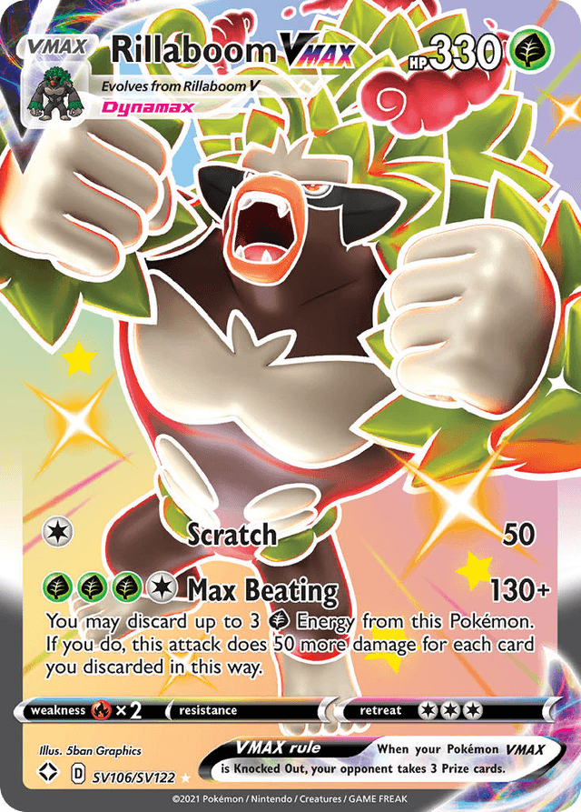 Carta Rillaboom VMAX SV106/122 do set Shining Fates Shiny Vault — Pokémon TCG | Bynx