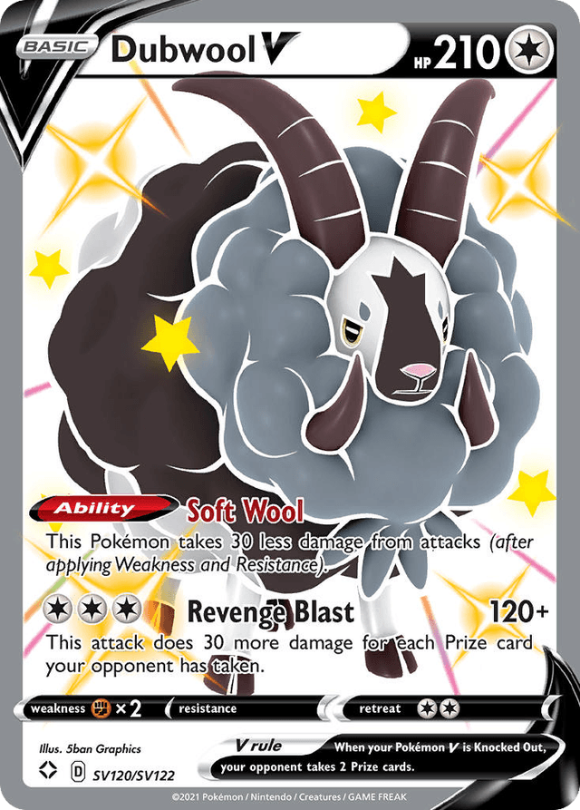 Carta Dubwool V SV120/122 do set Shining Fates Shiny Vault — Pokémon TCG | Bynx