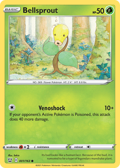 Carta Bellsprout 1/163 do set Battle Styles — Pokémon TCG | Bynx