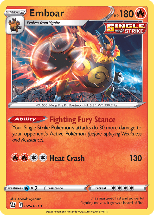 Carta Emboar 25/163 do set Battle Styles — Pokémon TCG | Bynx