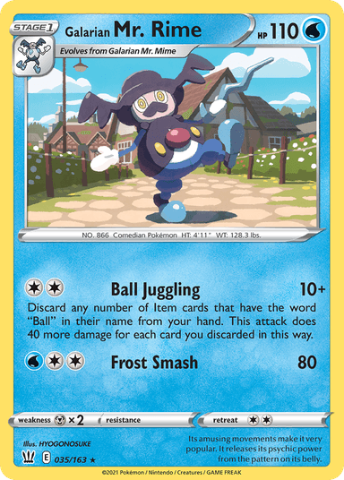 Carta Galarian Mr. Rime 35/163 do set Battle Styles — Pokémon TCG | Bynx